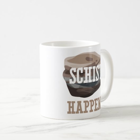 おもしろいな地質学のしゃれ-片岩は起こります コーヒーマグカップ (正面右)