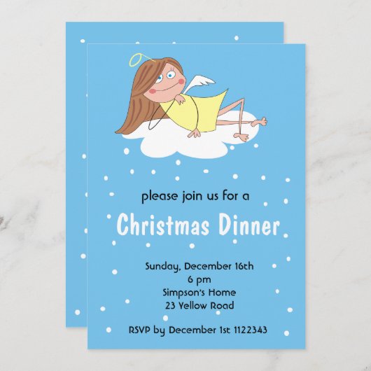 おもしろいな天使のクリスマスの招待状 招待状 (正面/裏面)