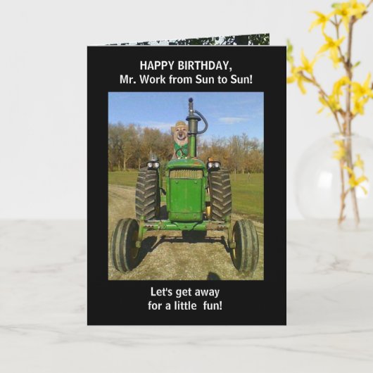 おもしろいな夫または農家の誕生日 カード (黄色い花)