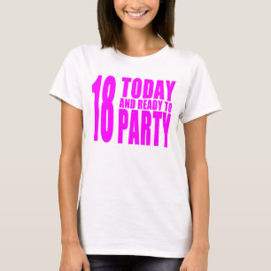 おもしろいな女の子の誕生日18はパーティを楽しむために今日用意し、 Tシャツ