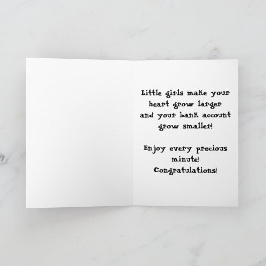 おもしろいな女の赤ちゃんカードお祝い カード (内部)