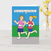 おもしろいな女性のジョギングカード カード (黄色い花)