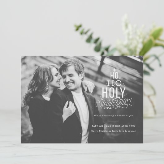 おもしろいな妊娠の発表の休日カード カード (スタンド正面)