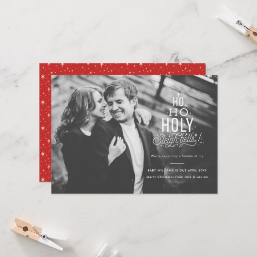 おもしろいな妊娠の発表の休日カード カード (正面/裏面インサイチュ)