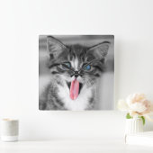 おもしろいな子ネコ スクエア壁時計 (ホーム)