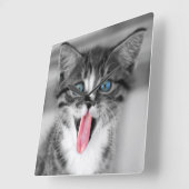 おもしろいな子ネコ スクエア壁時計 (傾斜)