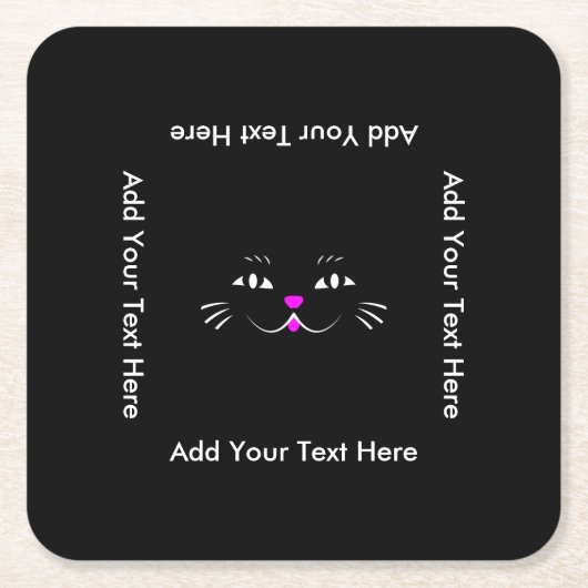 おもしろいな子猫猫の顔 スクエアペーパーコースター (正面)