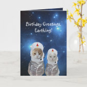 おもしろいな宇宙猫の誕生日 カード (黄色い花)