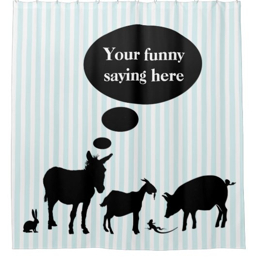 おもしろいな家畜のスピーチの泡 シャワーカーテン (正面)