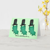 おもしろいな小妖精のカエル カード (黄色い花)