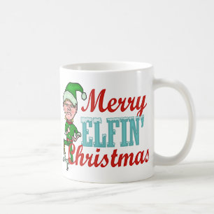 おもしろいな小妖精や小人のメリーな小妖精のクリスマスのしゃれ コーヒーマグカップ