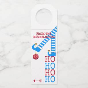 おもしろいな小妖精や小人の足のHo Ho Hoクリスマスのワイン ボトルネックタグ