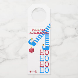 おもしろいな小妖精や小人の足のHo Ho Hoクリスマスのワイン ボトルネックタグ