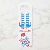 おもしろいな小妖精や小人の足のHo Ho Hoクリスマスのワイン ボトルネックタグ (裏面)