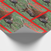 おもしろいな小競合のBullのオオシカのメリークリスマス ラッピングペーパー (角)