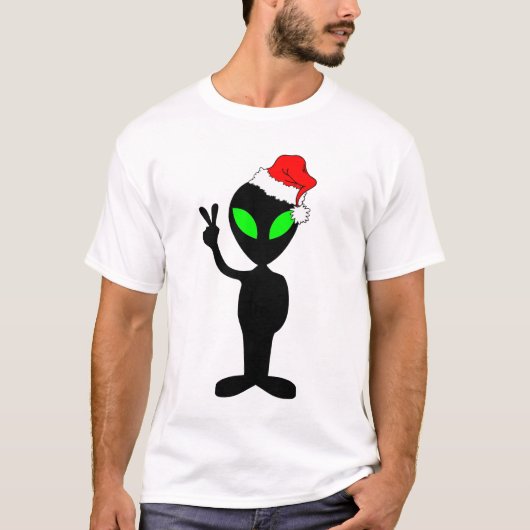 おもしろいな平和エイリアンサンタ Tシャツ (正面)