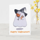 おもしろいな幽霊/ハッピーハローウィン カード (黄色い花)