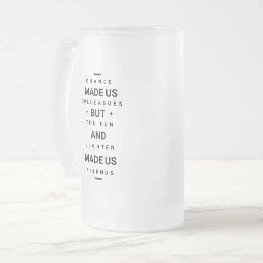 おもしろいな引用文のチャンスは私達に同僚-冷たい飲みもの--をしました フロストグラスビールジョッキ (正面左)