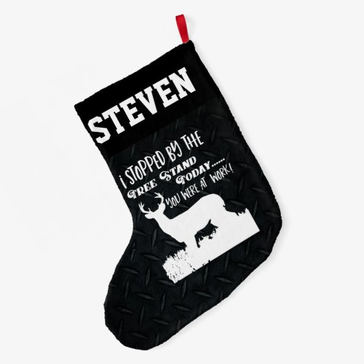 おもしろいな引用文の人の趣味のスポーツを捜しているシカ ラージクリスマスストッキング (裏面 (吊り時))