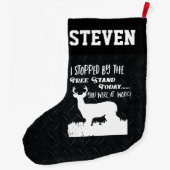 おもしろいな引用文の人の趣味のスポーツを捜しているシカ ラージクリスマスストッキング (裏面)