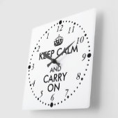 おもしろいな後方のKeep Calm and Carry Onの遅い時計 スクエア壁時計 (傾斜)