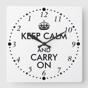 おもしろいな後方のKeep Calm and Carry Onの遅い時計 スクエア壁時計