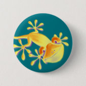 おもしろいな微笑のヤモリ + あなたの背景及びアイディア 缶バッジ (正面)