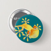 おもしろいな微笑のヤモリ + あなたの背景及びアイディア 缶バッジ (正面&裏面)