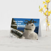 おもしろいな怒っている雪だるまカード カード (黄色い花)