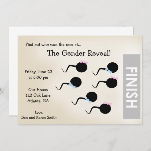 おもしろいな性はパーティーの招待の発表を明らかにします 招待状 (正面/裏面)