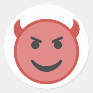 おもしろいな悪魔のEmojiの赤いスマイル ラウンドシール
