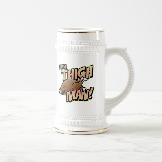 おもしろいな感謝祭の腿の人のTシャツ ビールジョッキ (右)