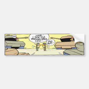 おもしろいな戦車の漫画のバンパーステッカー バンパーステッカー