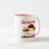 おもしろいな打楽器のドラマー ツートーンマグカップ (正面右)