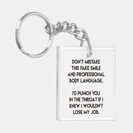 おもしろいな擬似スマイル-皮肉な引用文 キーホルダー (正面左)