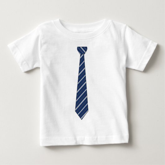 おもしろいな擬似青くストライプのなタイ ベビーTシャツ (正面)