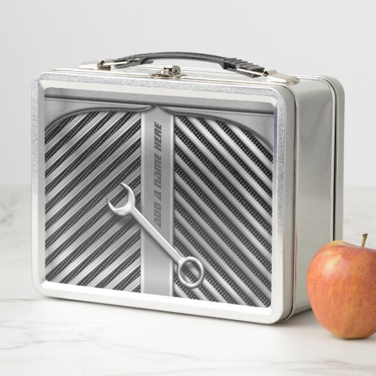 おもしろいな整備士車のグリルおよびスパナー メタルランチボックス (インサイチュ)