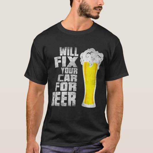 おもしろいな整備士車の恋人ビールワイシャツ-車の人のギフト Tシャツ (正面)