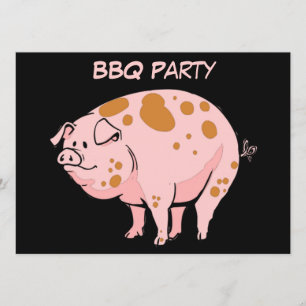 おもしろいな斑点を付けられたピンクのブタBBQのCookoutのパーティーのカスタム 招待状