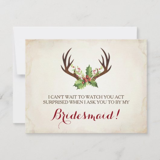 おもしろいな新婦付添人の提案カード~のシカの(雄ジカの)枝角 招待状 (正面)