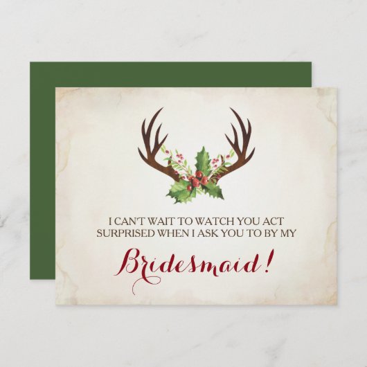 おもしろいな新婦付添人の提案カード~のシカの(雄ジカの)枝角 招待状 (正面/裏面)