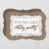 おもしろいな新婦付添人/メイド・オブ・オーナー(花嫁付き添い人)の素朴なバーラップ 招待状 (正面/裏面)