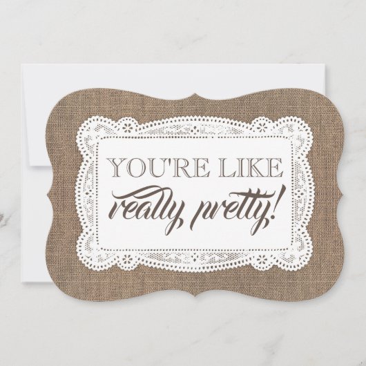 おもしろいな新婦付添人/メイド・オブ・オーナー(花嫁付き添い人)の素朴なバーラップ 招待状 (正面)