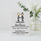 おもしろいな新郎および新郎のゲイの結婚式招待状 インビテーションポストカード (スタンド正面)