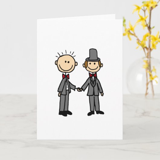 おもしろいな新郎のゲイ同志の結婚の漫画 カード (黄色い花)