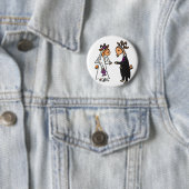 おもしろいな新郎新婦のヤギの結婚式 缶バッジ (インサイチュ)