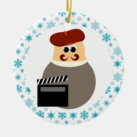 おもしろいな映画監督クリスマスのオーナメントのギフト セラミックオーナメント (正面)