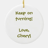 おもしろいな木製の回転ビーバーおよびバッタの漫画 セラミックオーナメント (裏面)