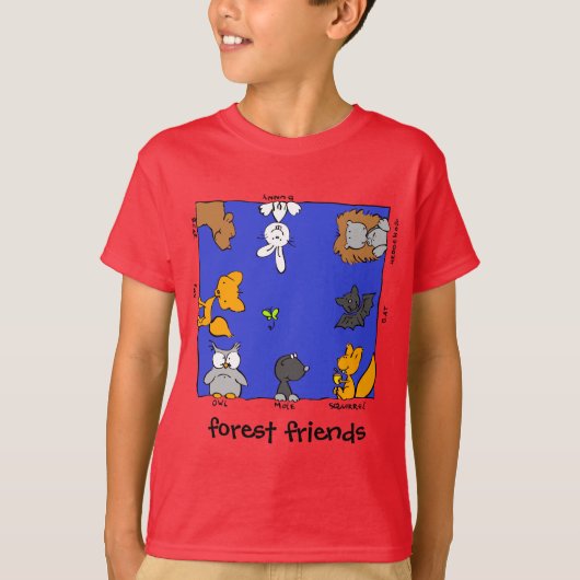 おもしろいな森林動物"森林友人" Tシャツ (正面)