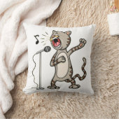 おもしろいな歌う猫の装飾用クッション/白 クッション (ブランケット)